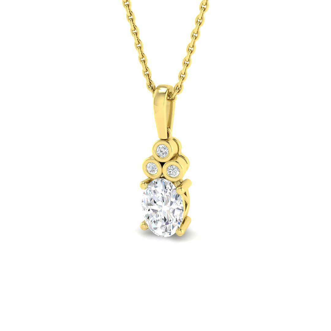 0.68ct Lab-Grown Diamond Drop & Trilogy Pendant in 9K Yellow Gold