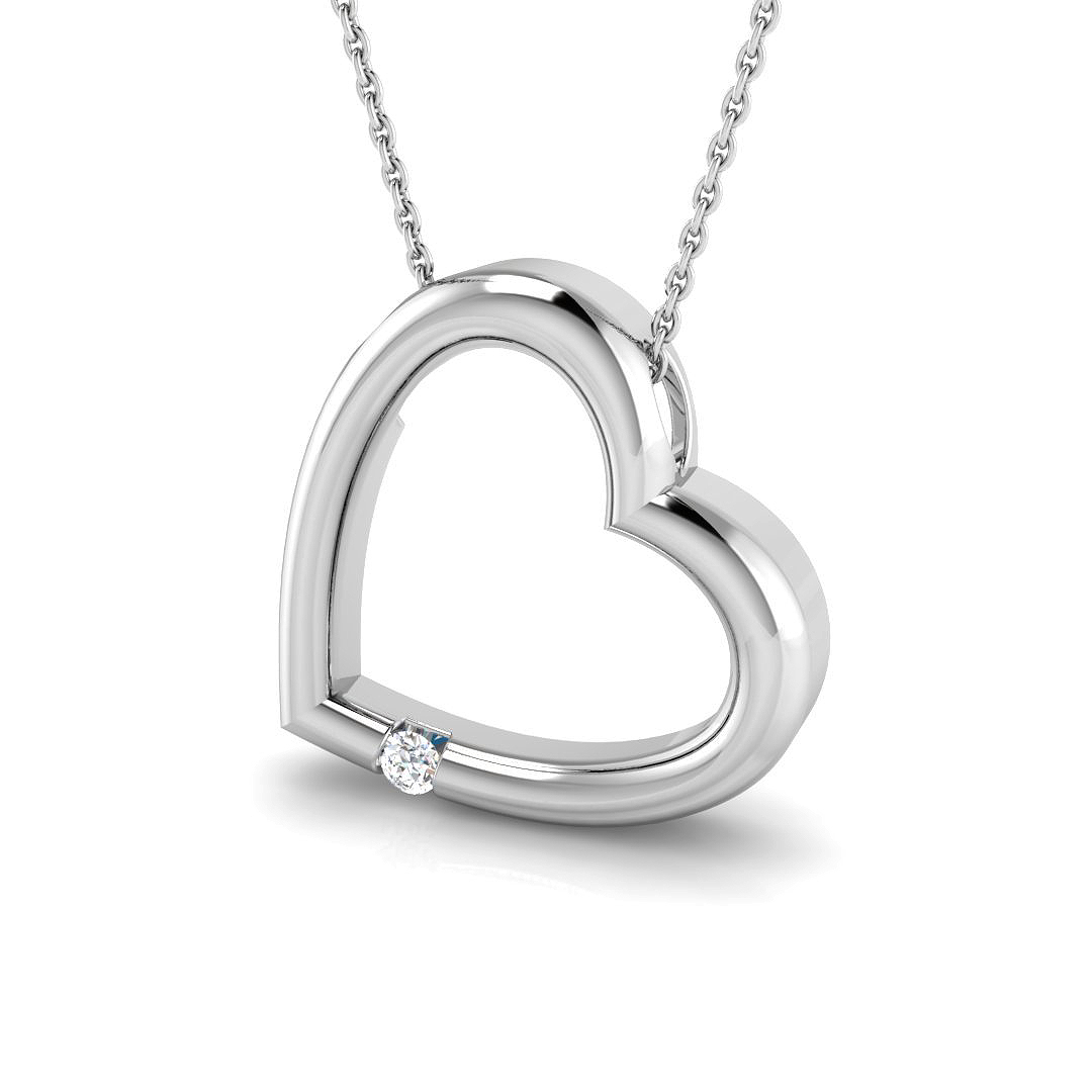 0.05ct Lab-Grown Diamond Heart Pendant in 9K White Gold
