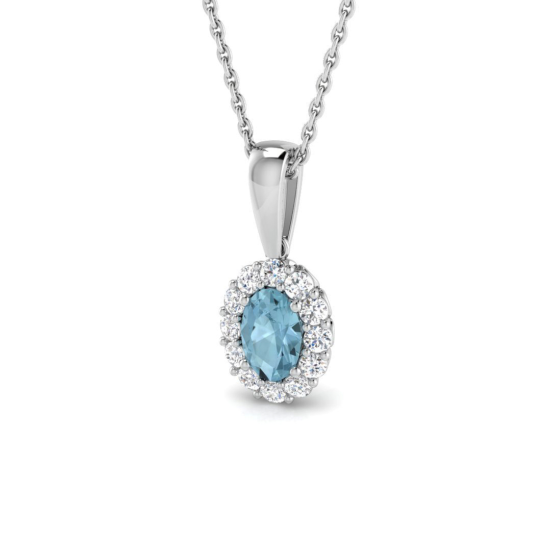 Aquamarine Pendant in 18K White Gold