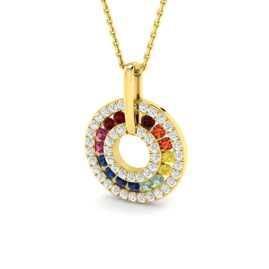 Multi Sapphire Pendant in 9K Yellow Gold
