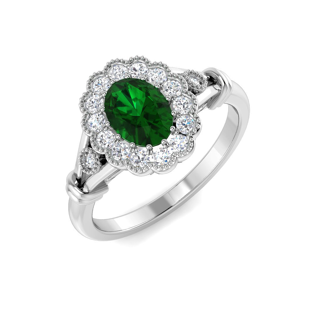1.04ct Lab-Grown Diamond Halo Ring in 9K White Gold