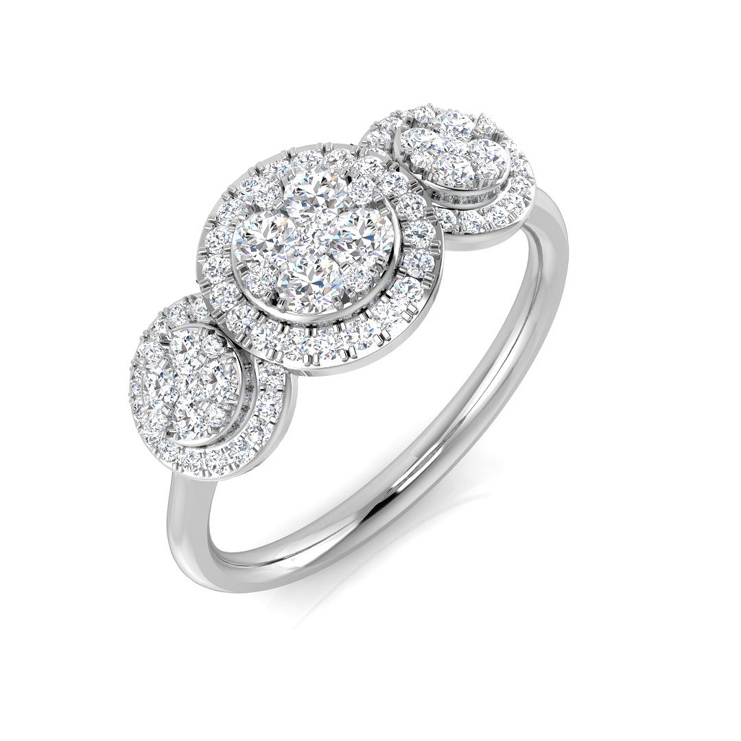 0.47ct Natural Diamond 3 Stone Ring in 9K White Gold