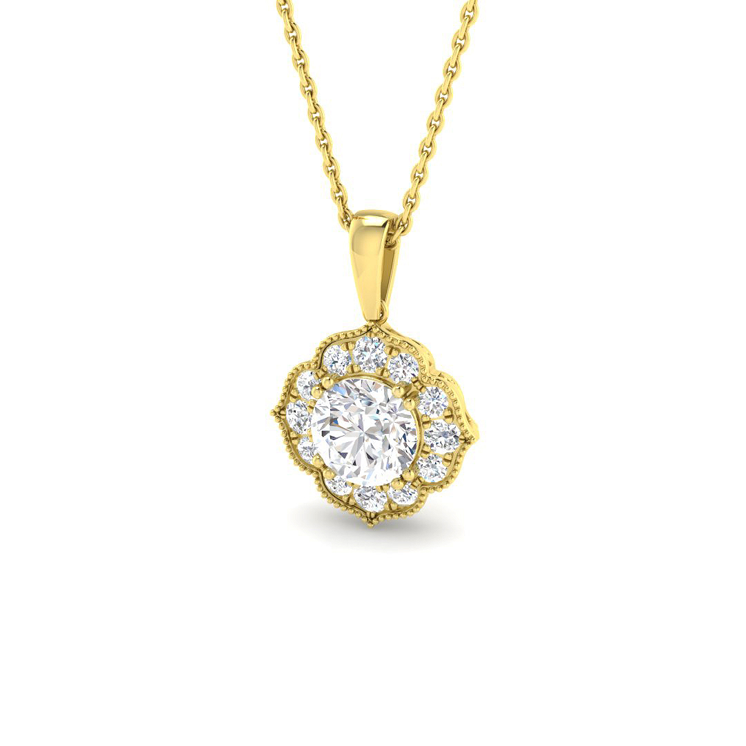 1.31ct Lab-Grown Diamond Vintage Pendant in 9K Yellow Gold