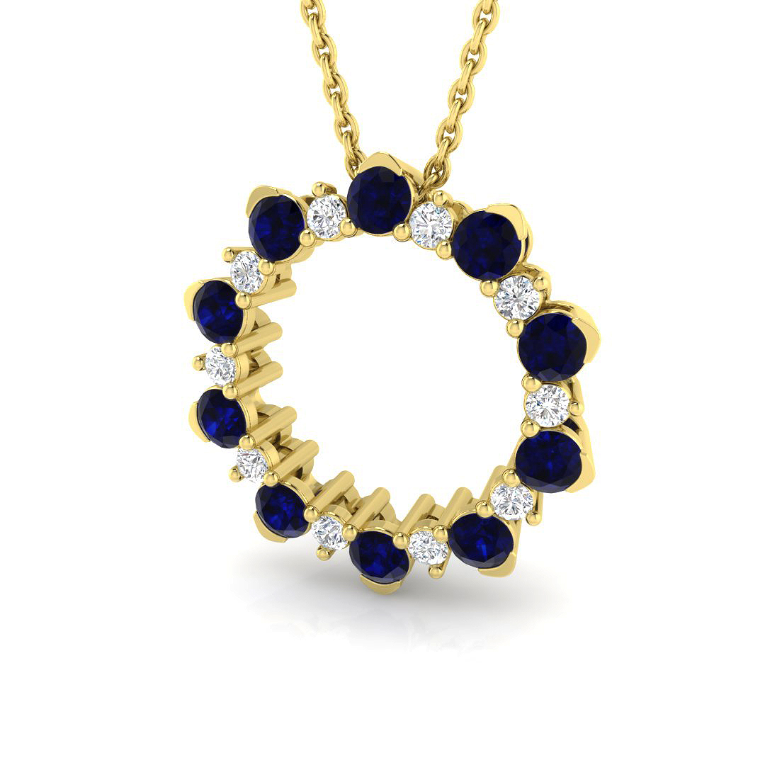 Blue Sapphire Pendant in 18K Yellow Gold