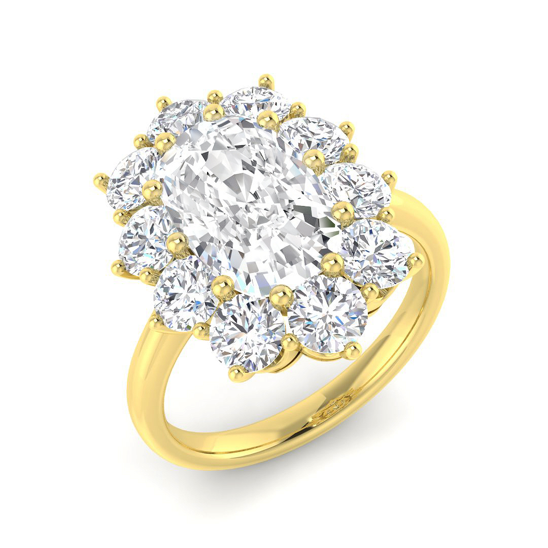 4.05ct Lab-Grown Diamond Cluster Ring in 9K Yellow Gold