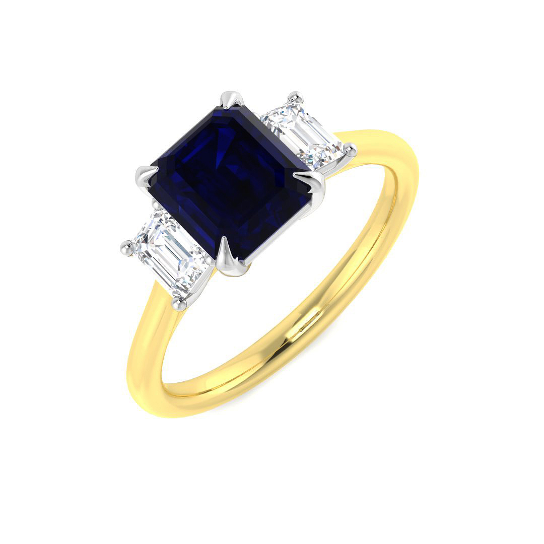 3 Stone Ring in 18K Two Tone