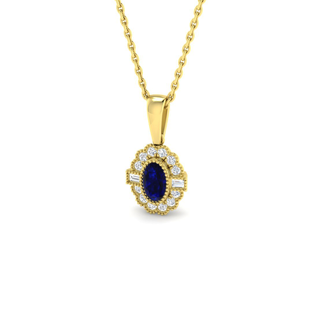 Multi Sapphire Pendant in 9K Yellow Gold