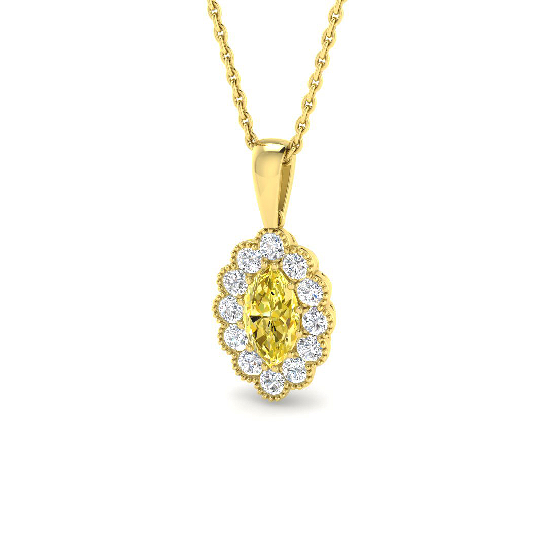 0.87ct Natural Diamond Necklace Pendant in 9K Yellow Gold