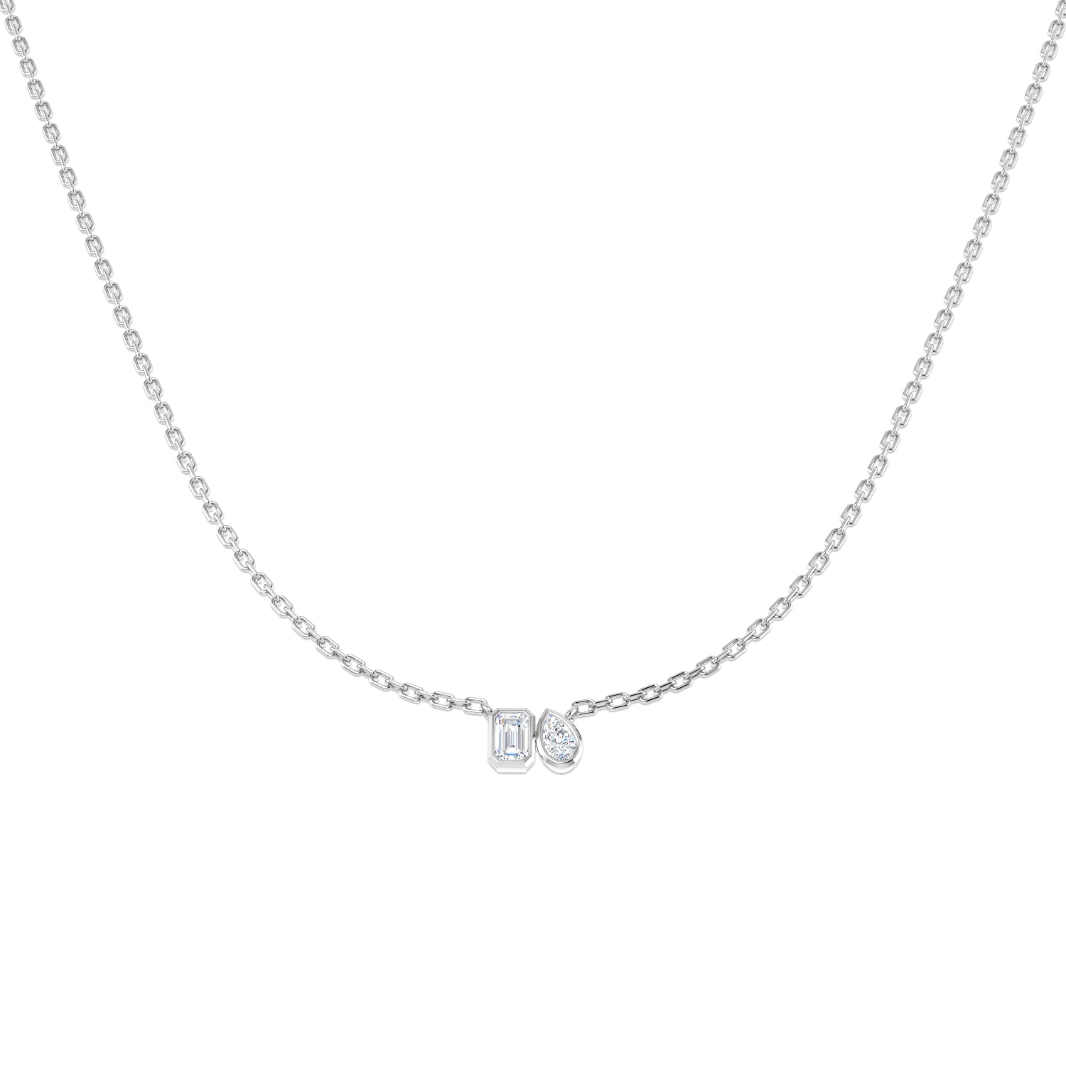 0.17ct Natural Diamond Shape Necklace in 9K White Gold