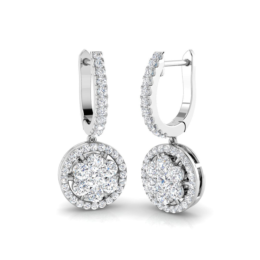 1.06ct Natural Diamond Drop & Trilogy Earrings in 18K White Gold