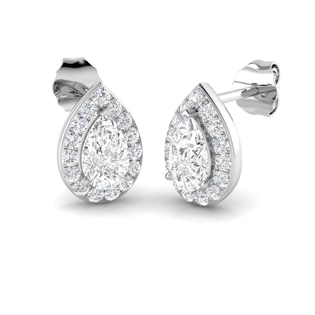 1.03ct Lab-Grown Diamond Halo Earrings in 9K White Gold