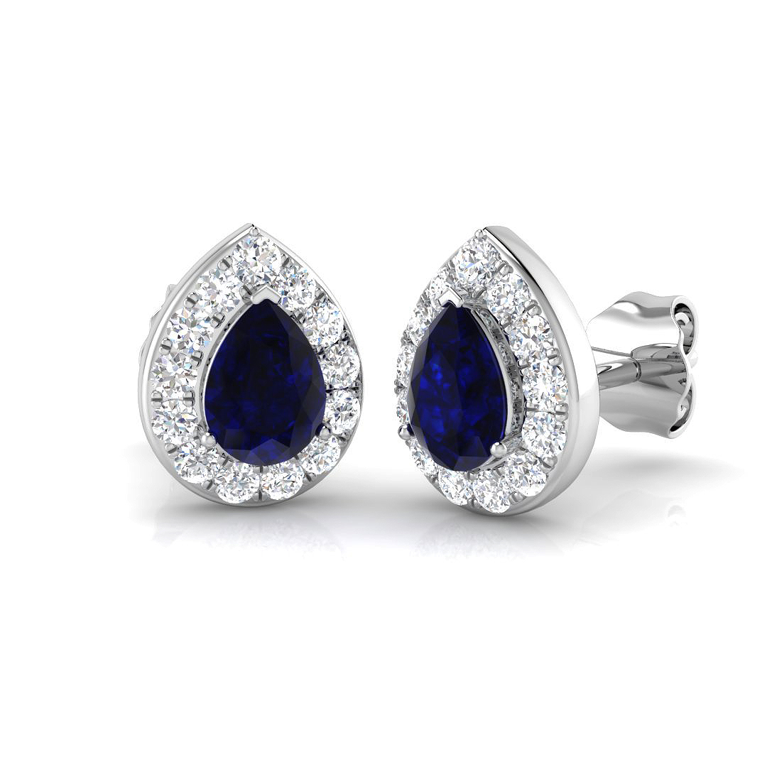 Halo Earrings in 18K White Gold
