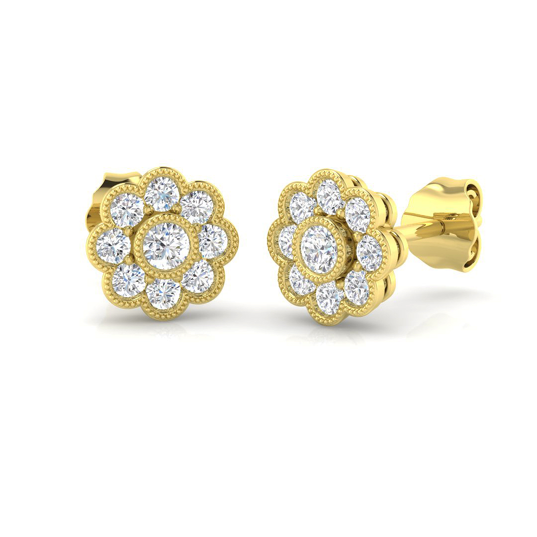 0.51ct Natural Diamond Earrings Earrings in 9K Yellow Gold