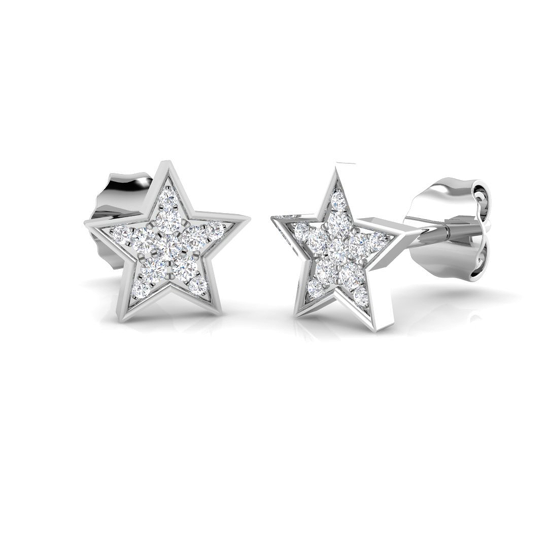 0.10ct Natural Diamond Shape Earrings in 9K White Gold