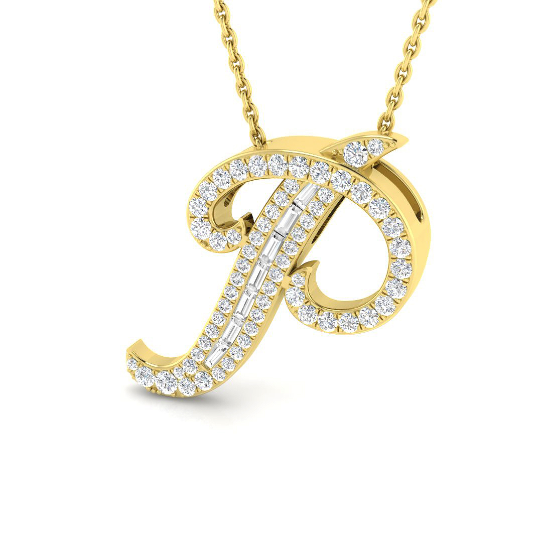 0.36ct Natural Diamond Initials Pendant in 9K Yellow Gold