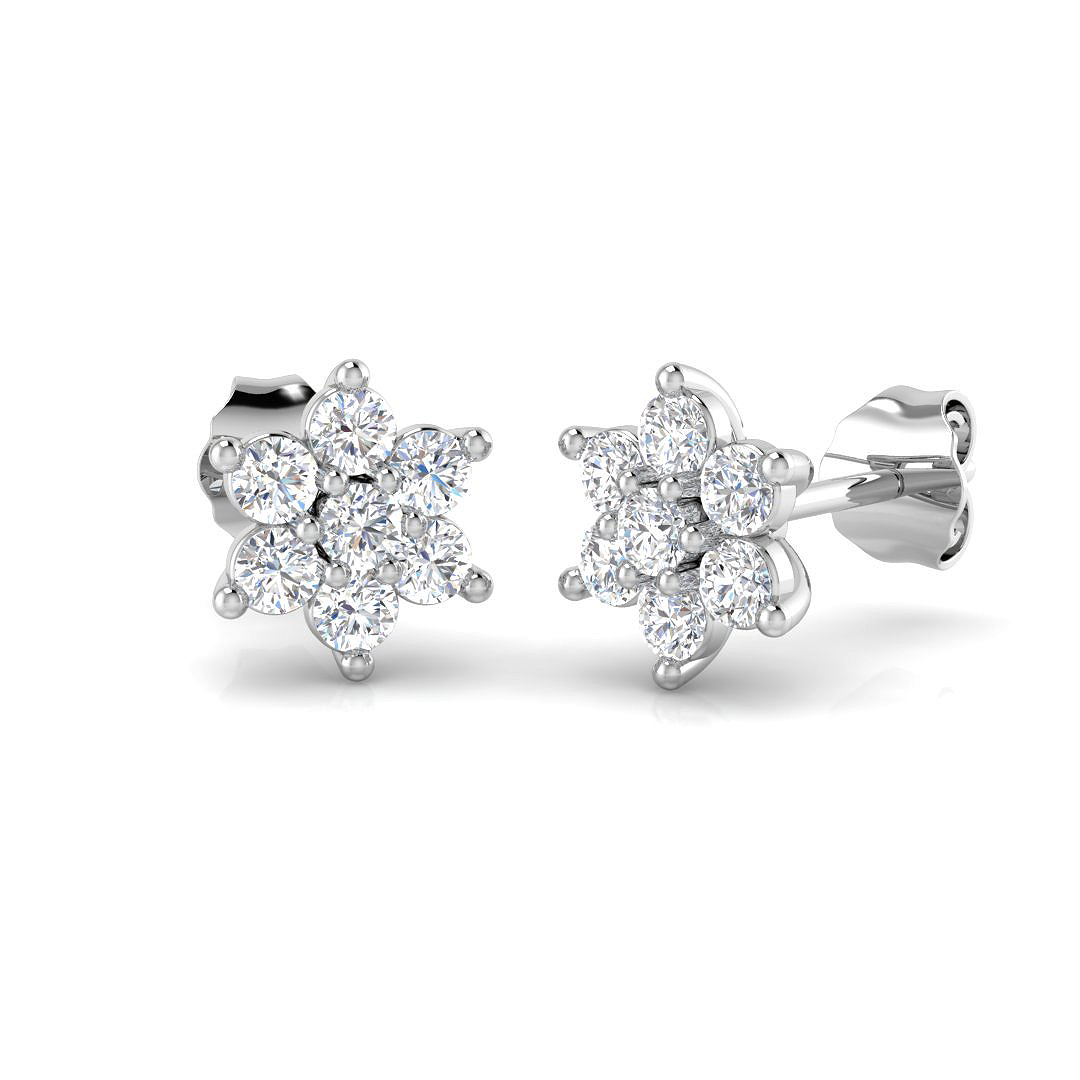 0.56ct Natural Diamond Cluster Earrings in 9K White Gold