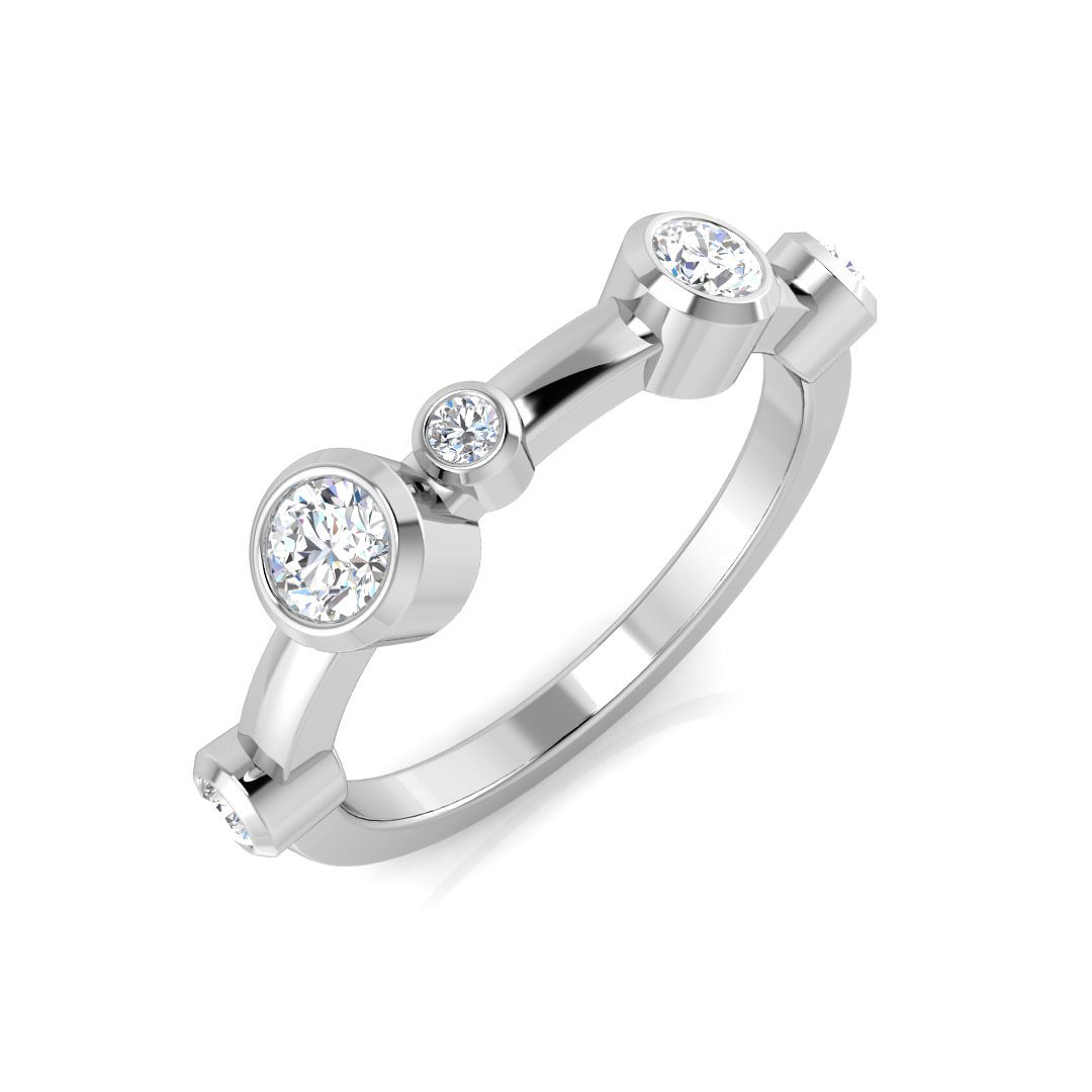 0.42ct Natural Diamond Bubble Rings Ring in 9K White Gold