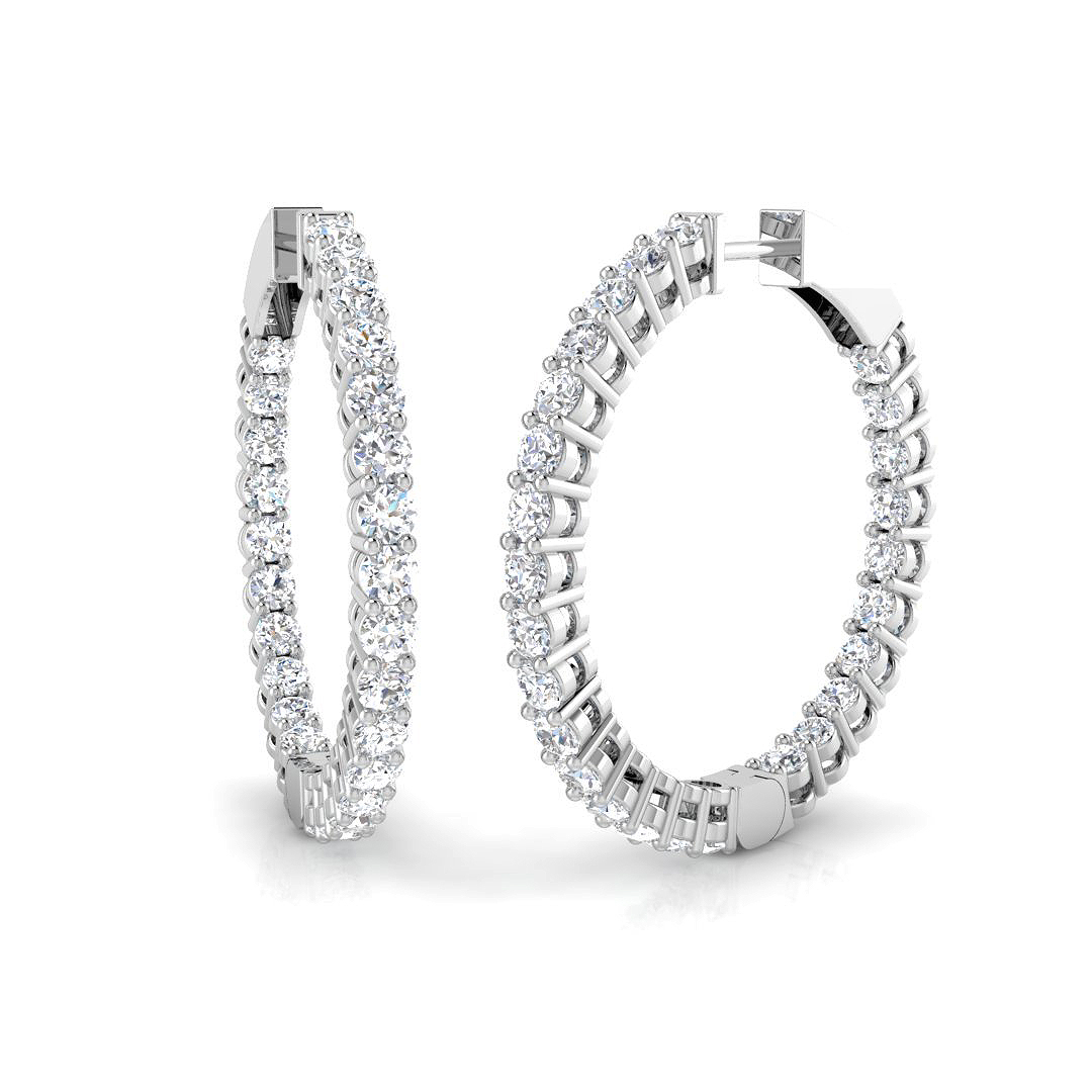 3.00ct Natural Diamond Hoops Earrings in 9K White Gold