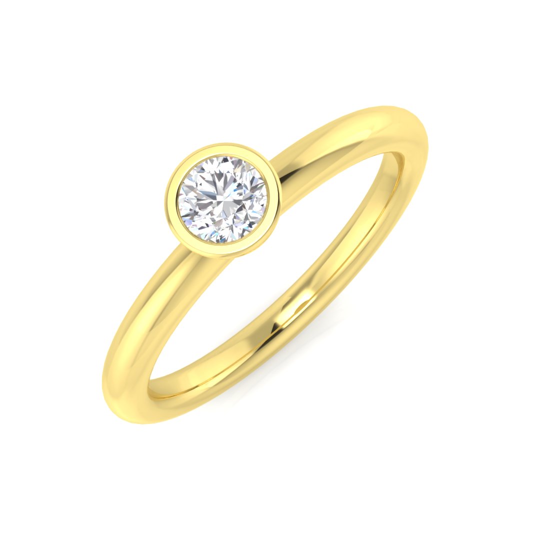 0.22ct Natural Diamond Engagement Ring in 18K Yellow Gold