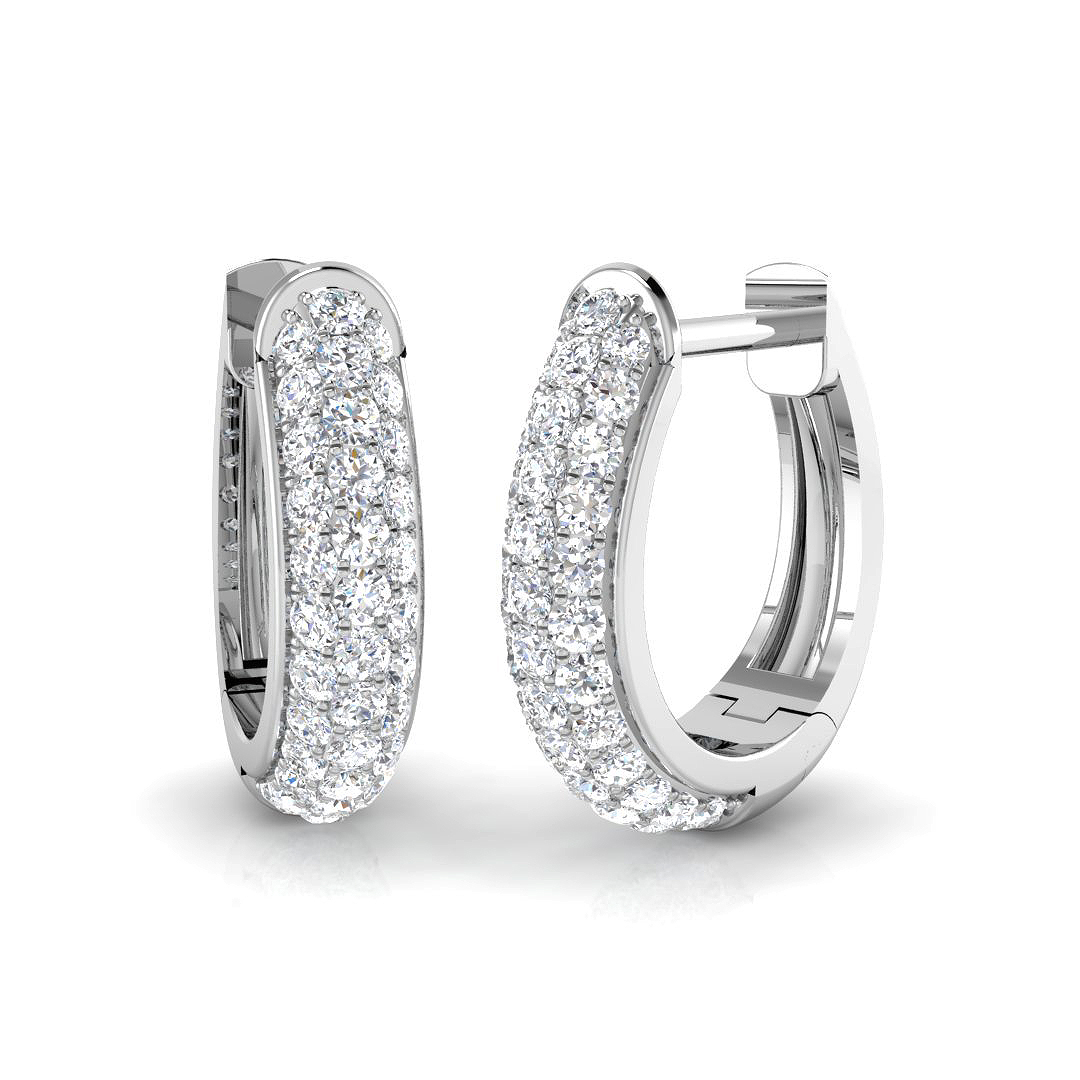 0.48ct Natural Diamond Hoops Earrings in 9K White Gold