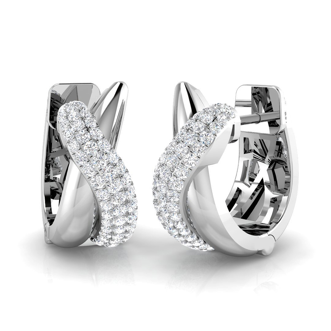 0.40ct Natural Diamond Hoops Earrings in 18K White Gold