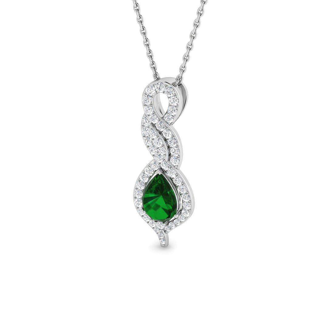 Emerald Pendant in 9K White Gold