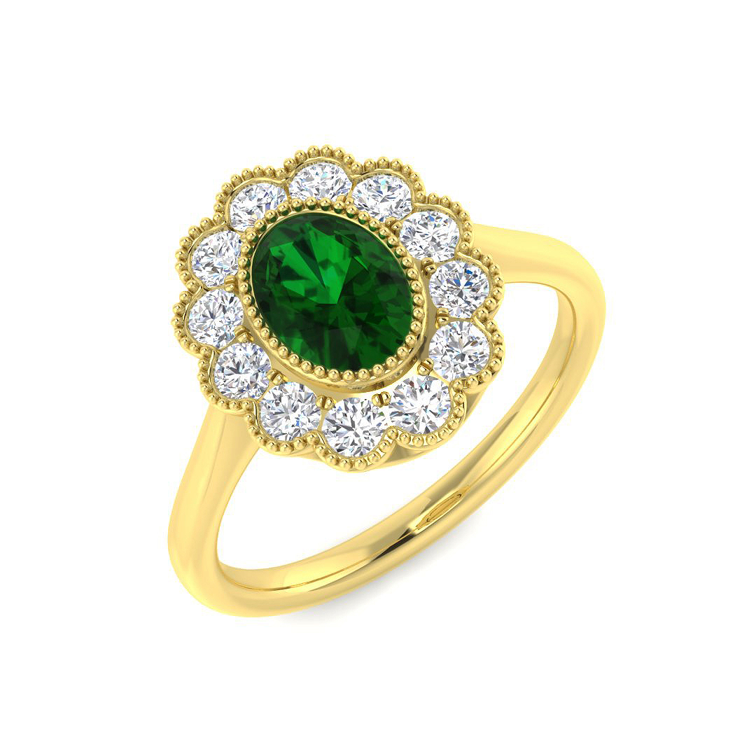 1.34ct Lab-Grown Diamond Vintage Ring in 9K Yellow Gold