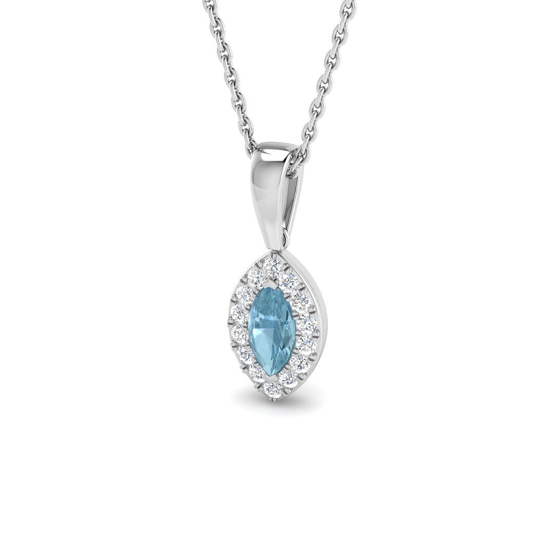 Halo Pendant in 9K White Gold