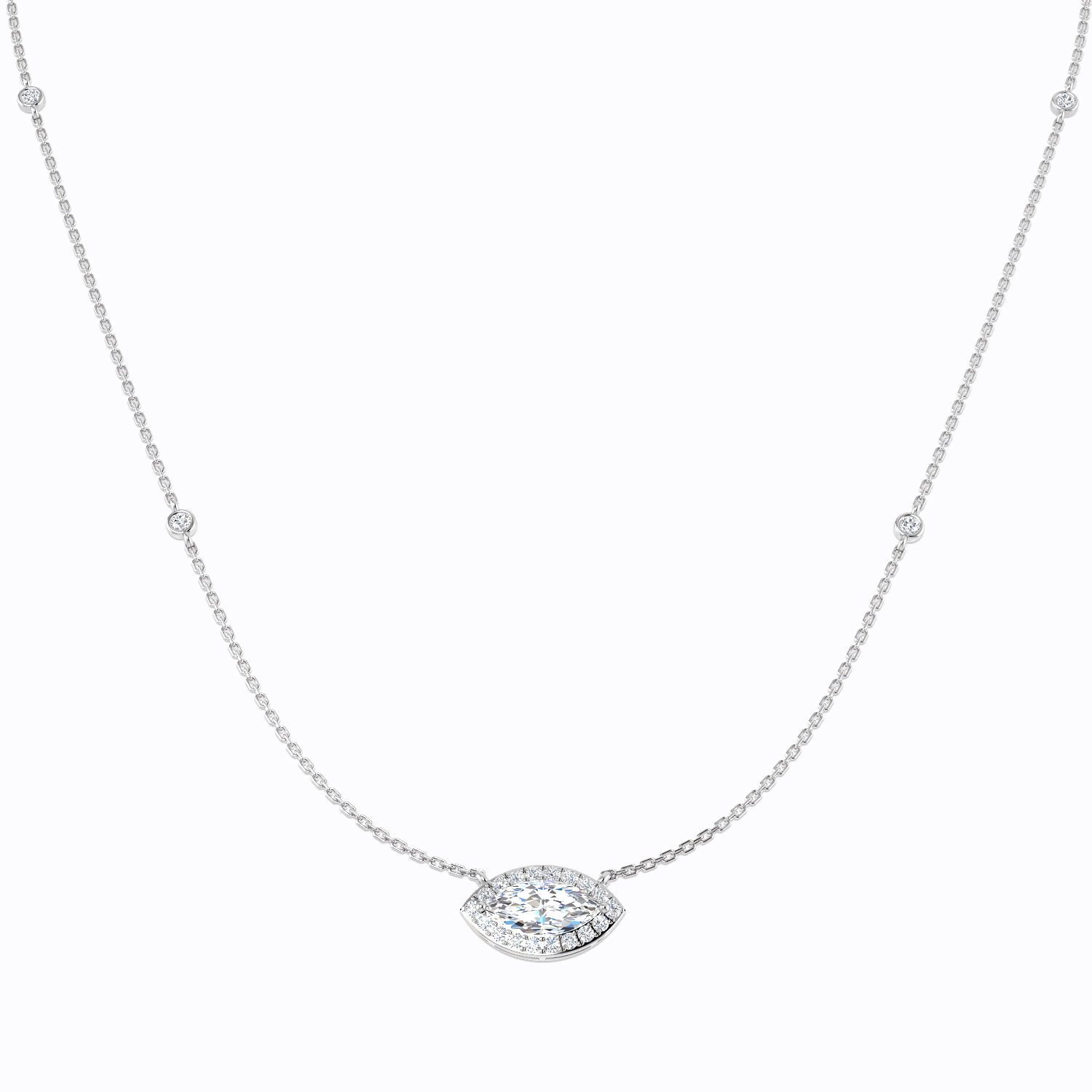 1.58ct Lab-Grown Diamond Halo Necklace in 9K White Gold