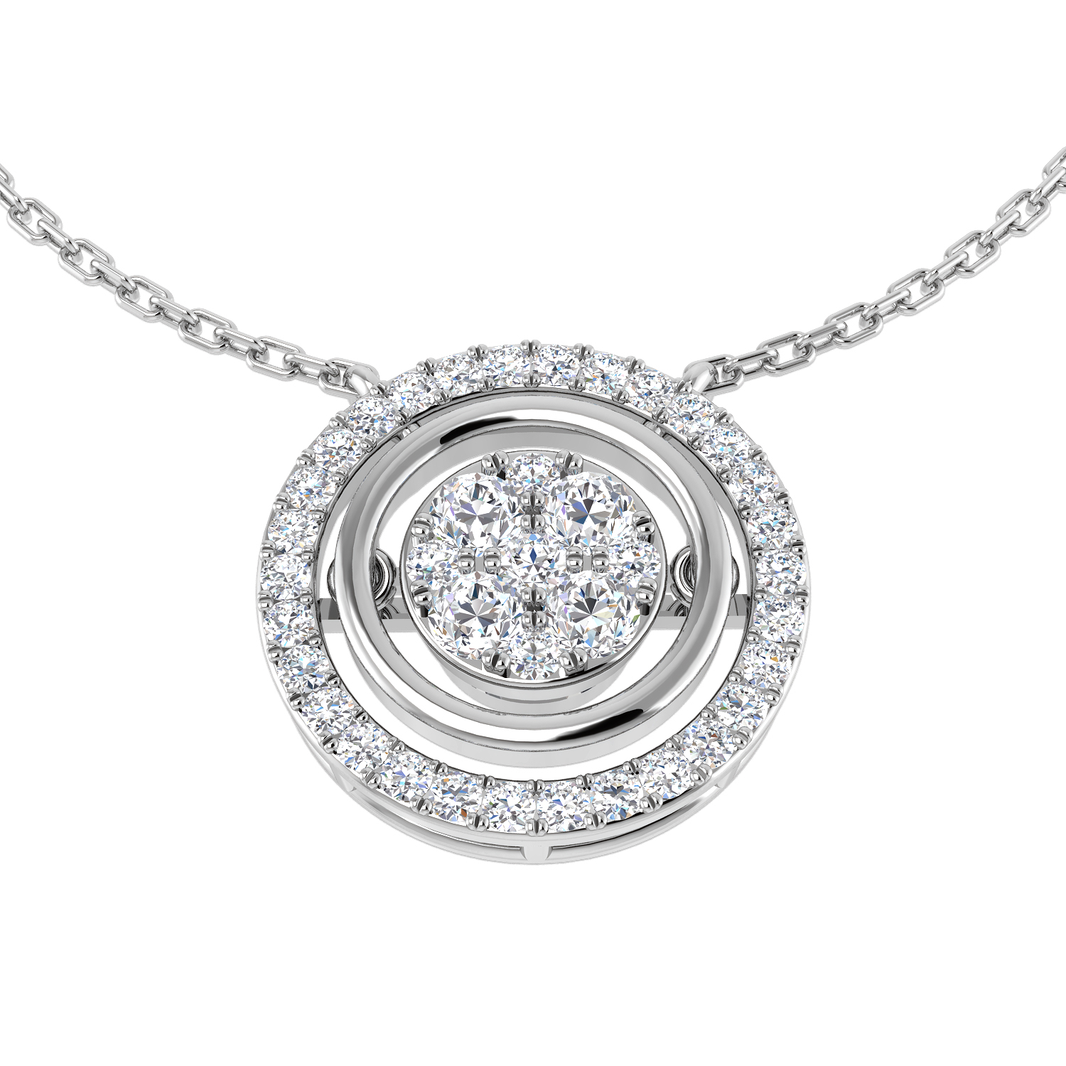 0.52ct Natural Diamond Cluster Necklace in 18K White Gold