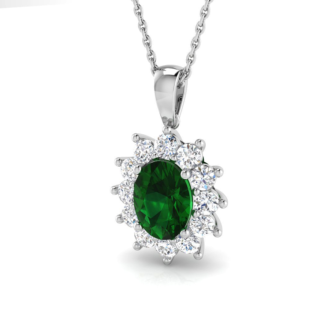 1.82ct Lab-Grown Diamond Emerald Pendant in 9K White Gold