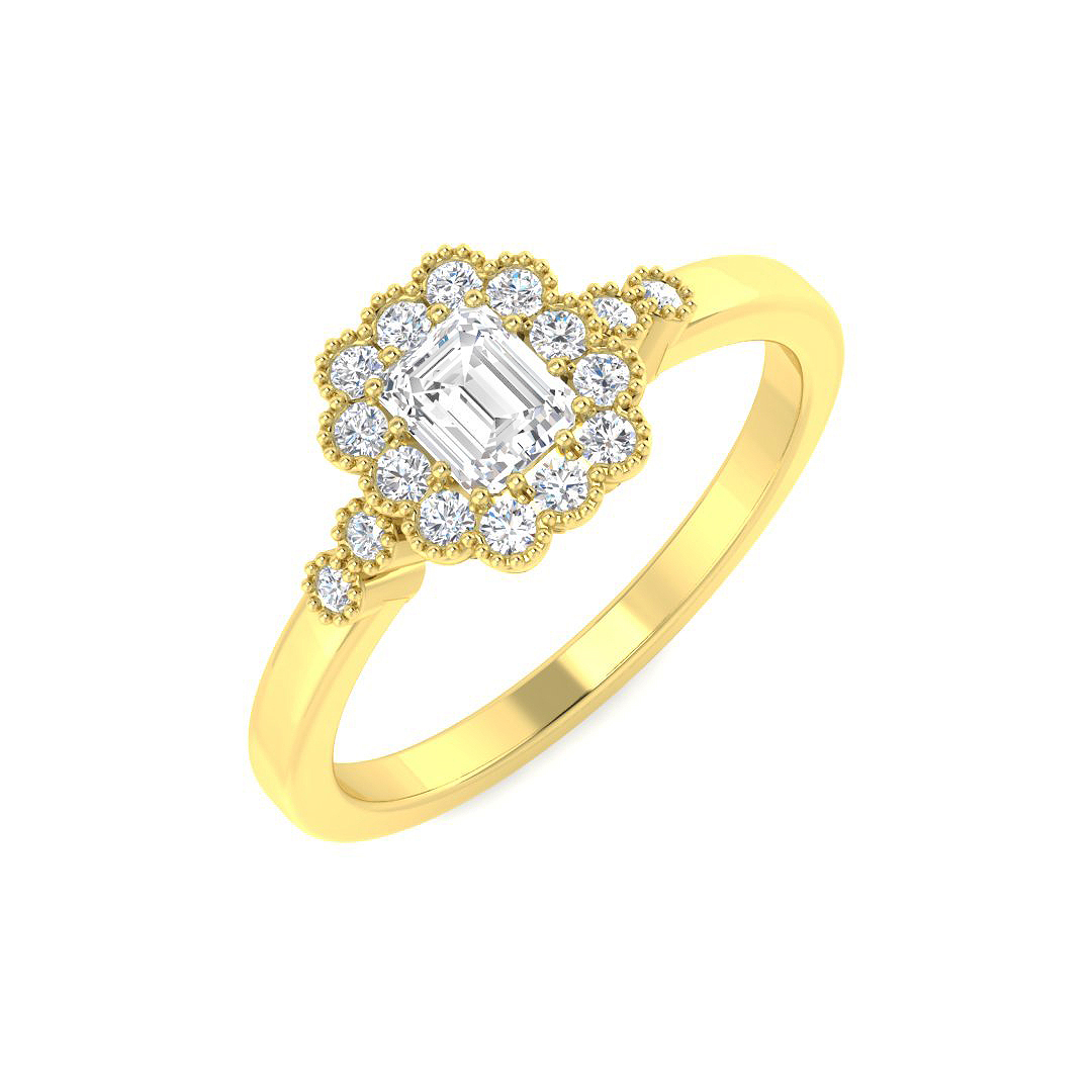 0.54ct Natural Diamond Vintage Ring in 9K Yellow Gold