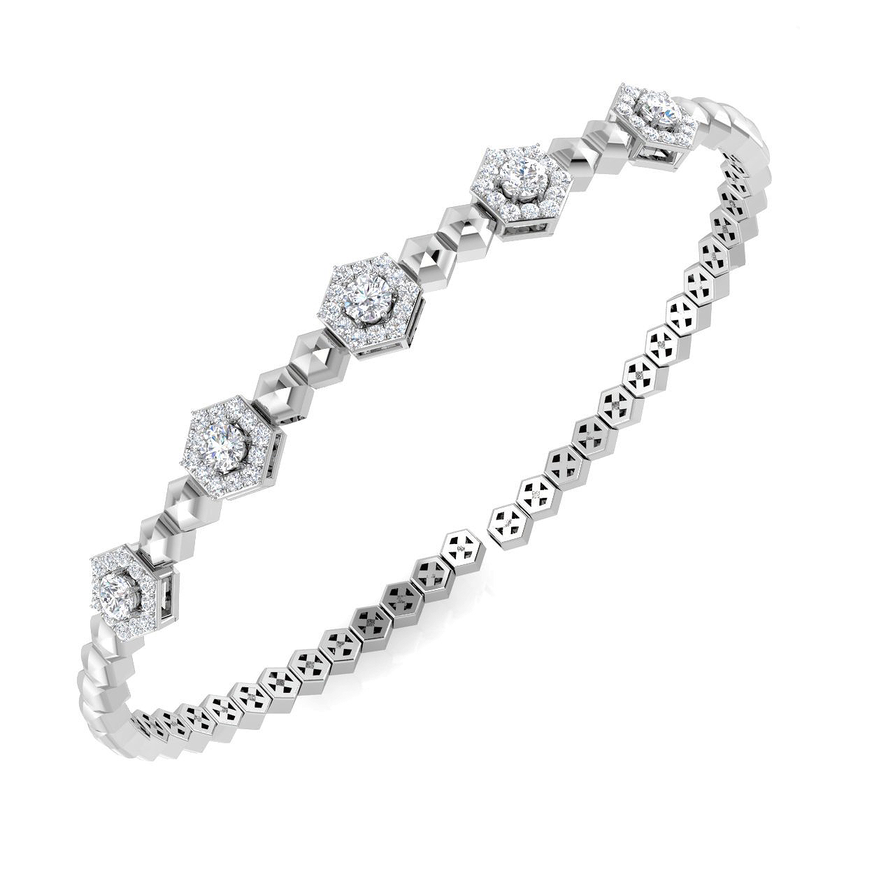0.68ct Natural Diamond Fancy Bangle in 18K White Gold
