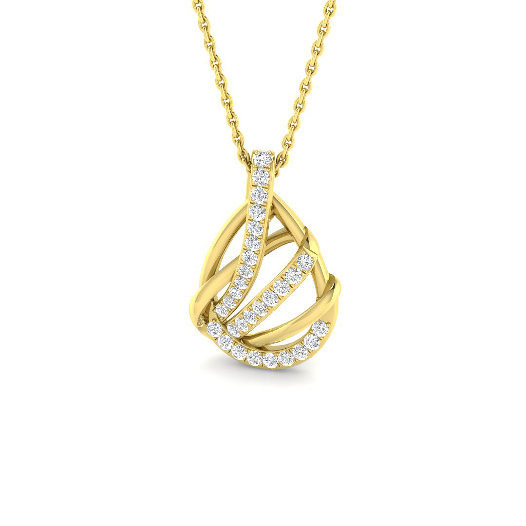 0.24ct Natural Diamond Fancy Pendant in 9K Yellow Gold