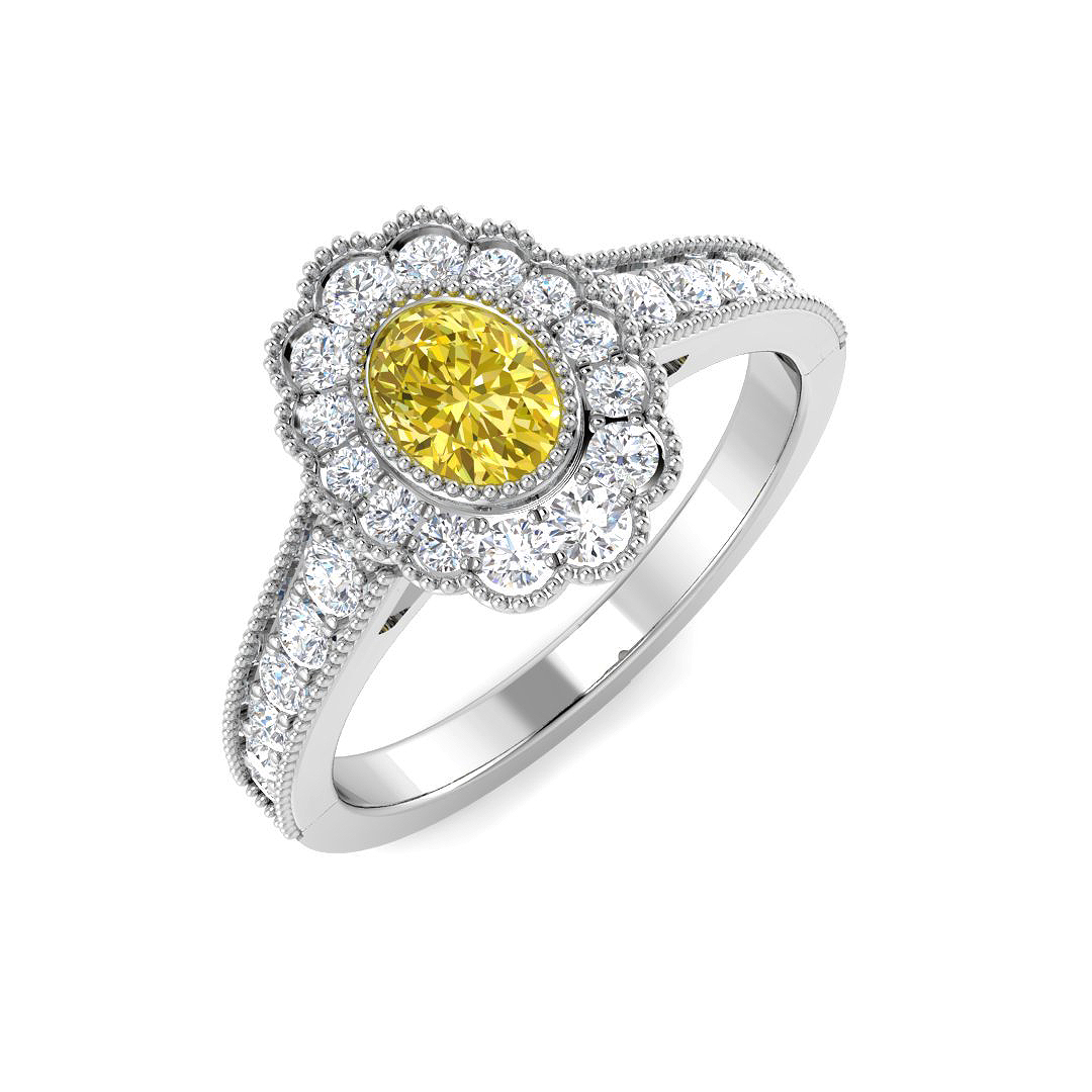 0.95ct Natural Diamond Vintage Ring in 9K White Gold