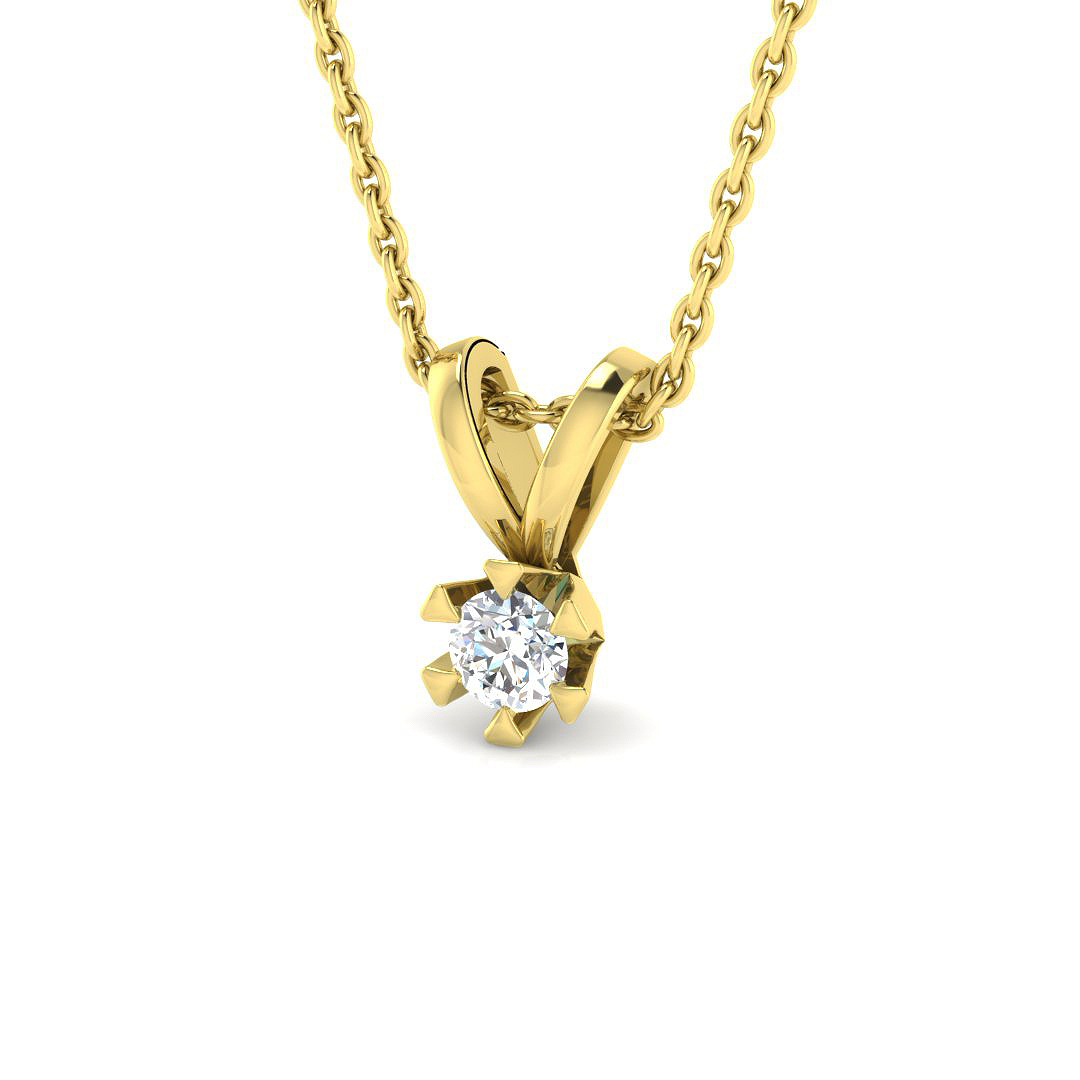 0.10ct Natural Diamond Solitaire Pendant in 14K Yellow Gold