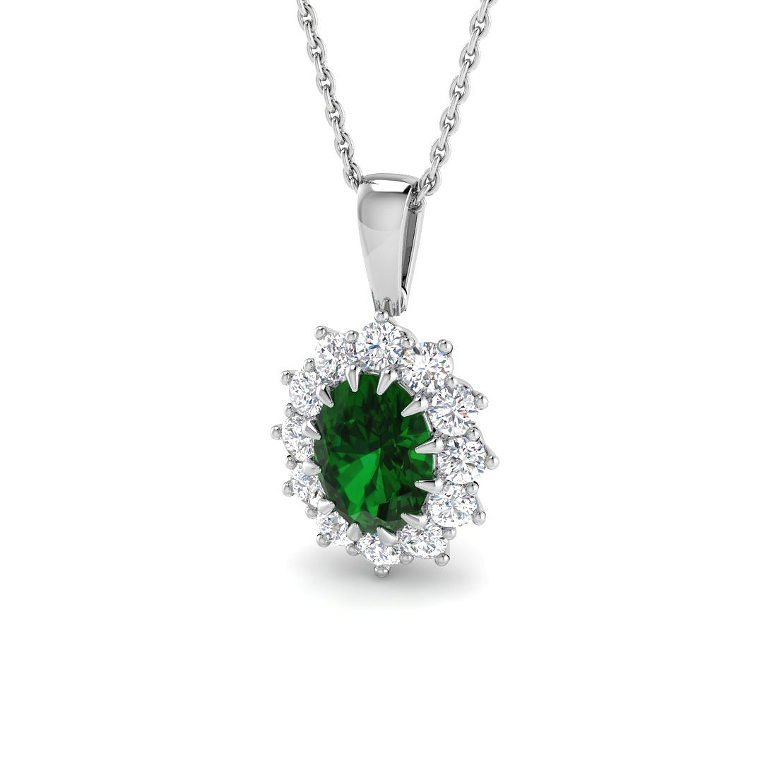 1.64ct Lab-Grown Diamond Emerald Pendant in 9K White Gold