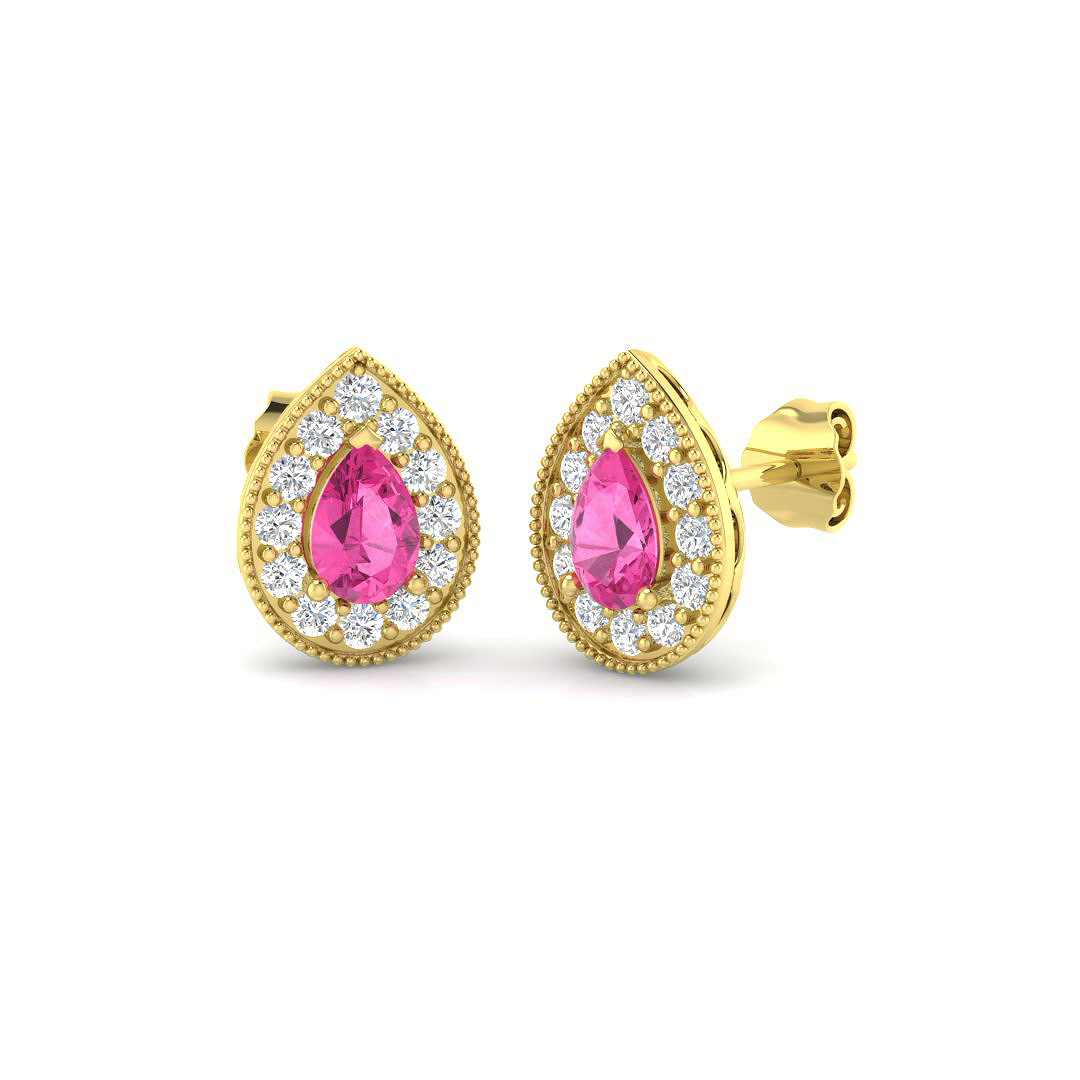 Pink Sapphire Earrings in 9K Yellow Gold