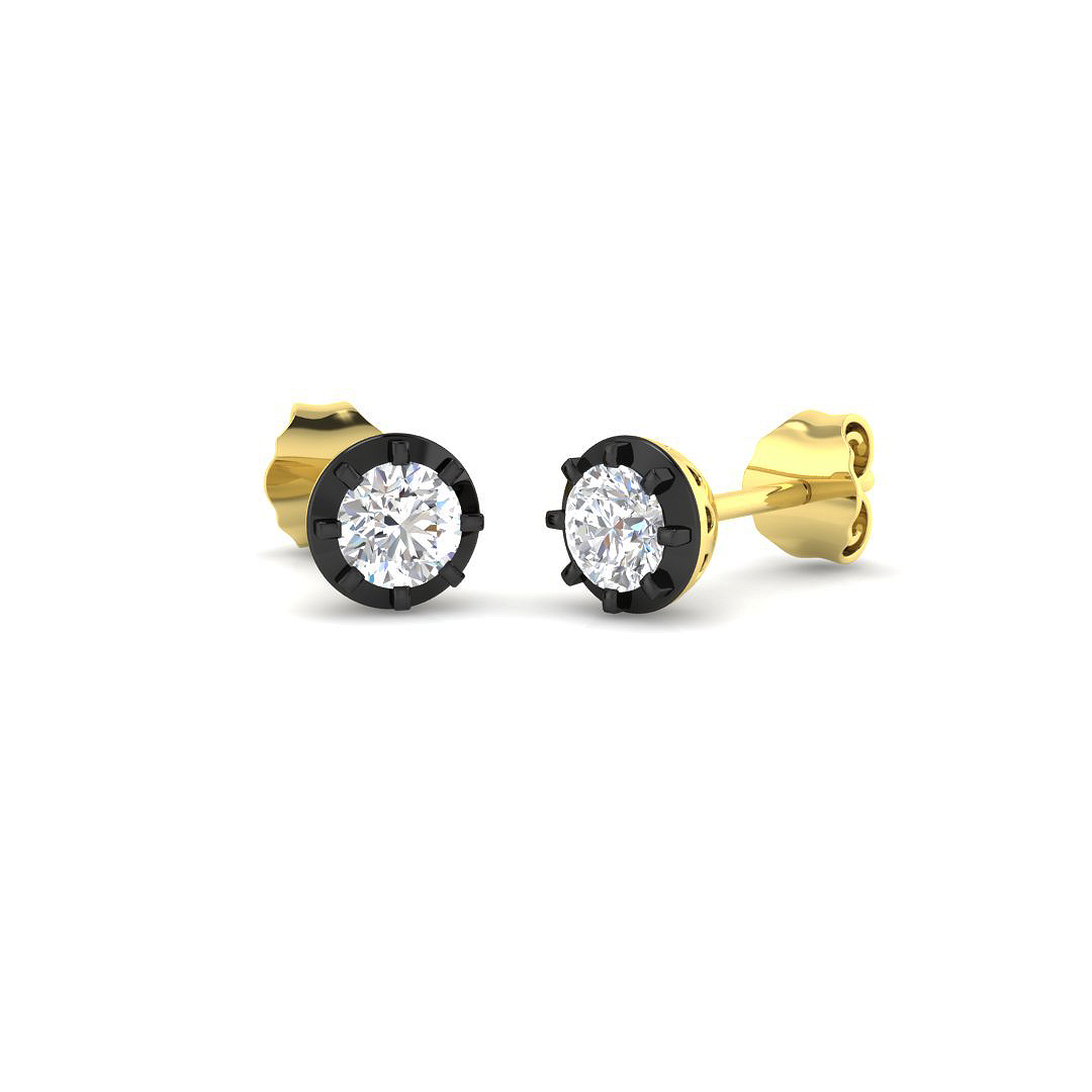 0.47ct Natural Diamond Solitaire Earrings in 9K Yellow Gold