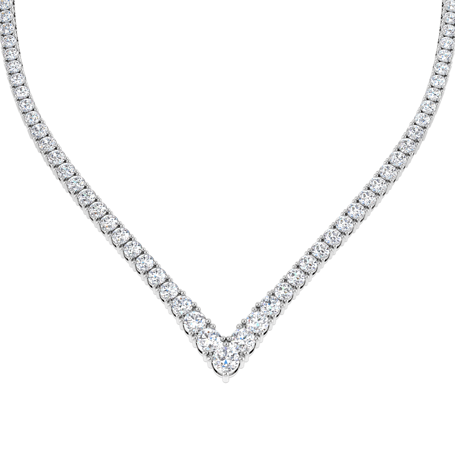 7.34ct Lab-Grown Diamond Tennis Necklace in 9K White Gold