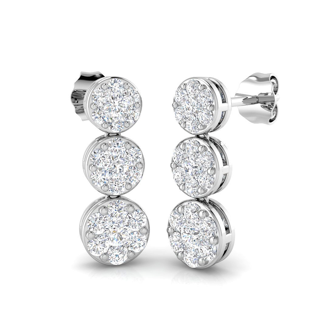 1.01ct Natural Diamond Drop & Trilogy Earrings in 9K White Gold