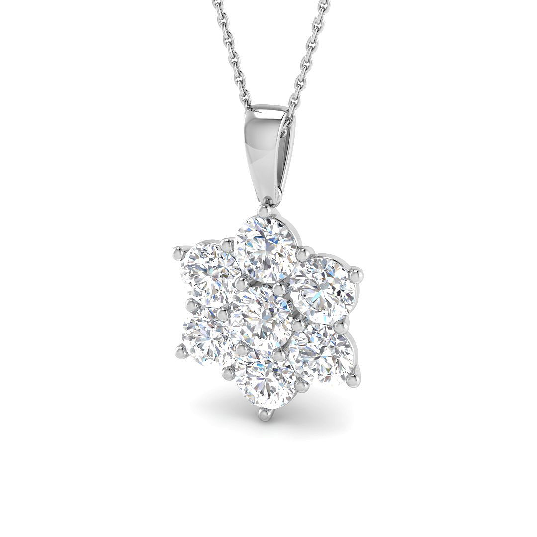 4.09ct Lab-Grown Diamond Cluster Pendant in 9K White Gold