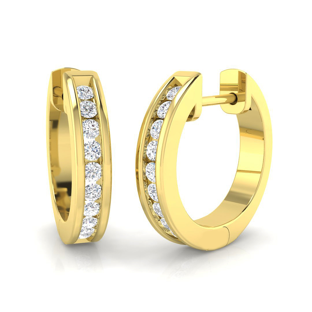 0.24ct Natural Diamond Hoop Earrings in 18K Yellow Gold