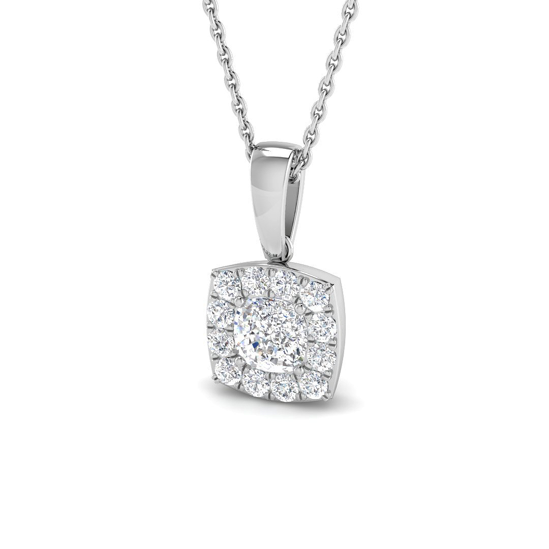 0.81ct Lab-Grown Diamond Halo Pendant in 9K White Gold