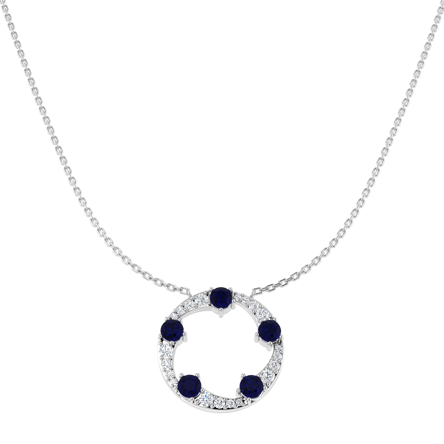 Blue Sapphire Necklace in 9K White Gold