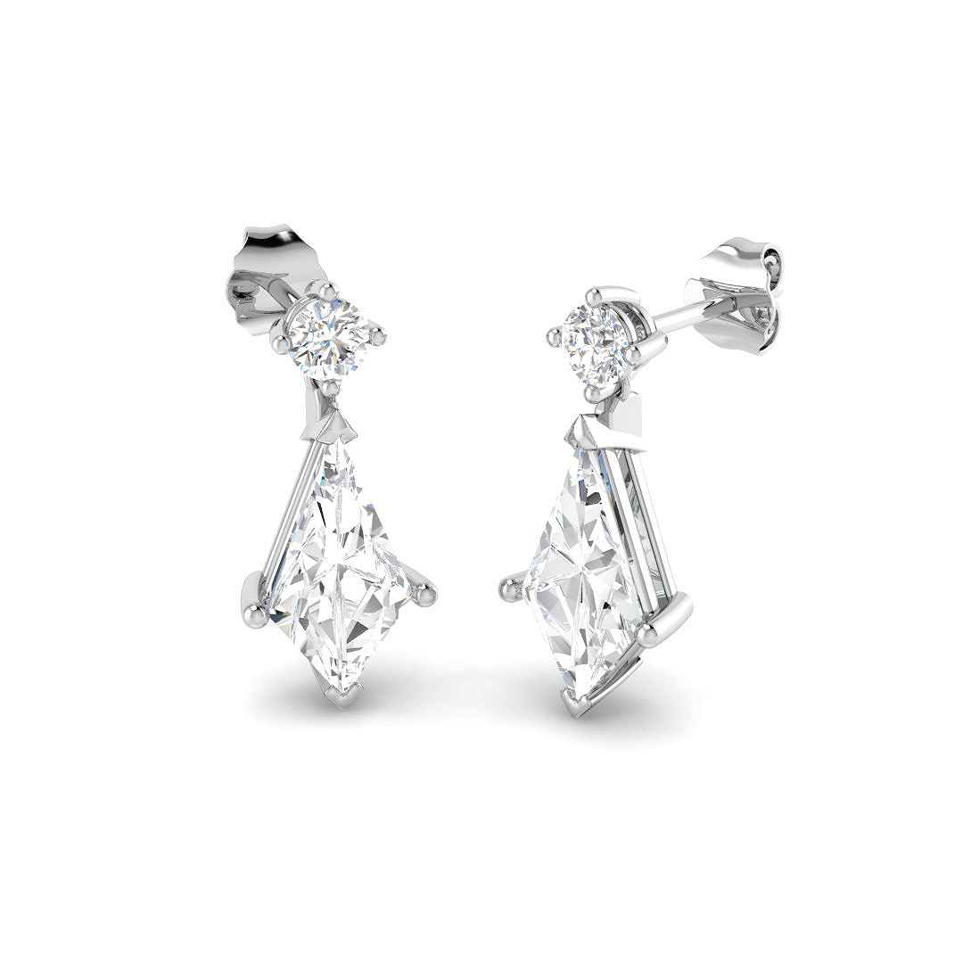 3.54ct Lab-Grown Diamond Drop & Trilogy Earrings in 9K White Gold