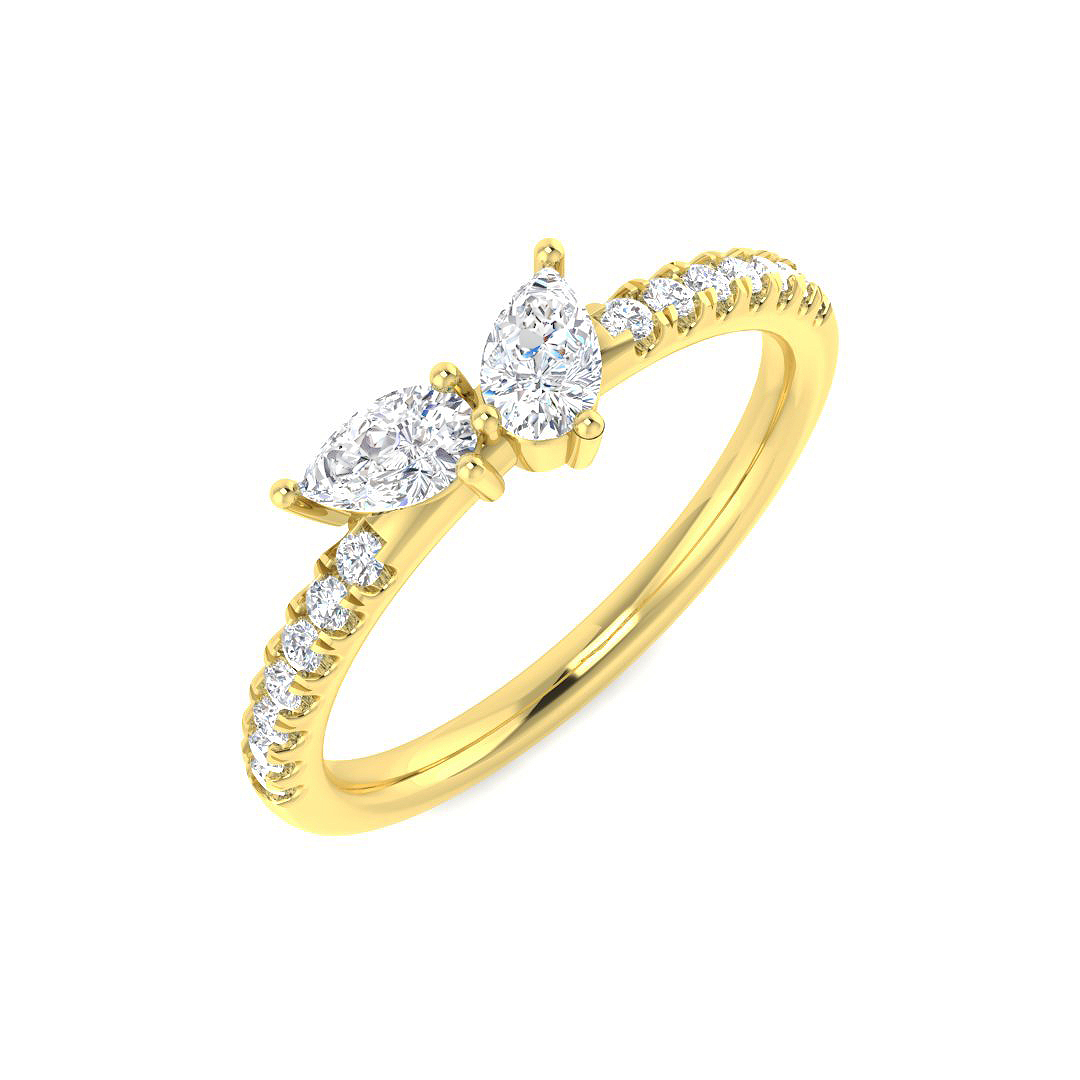 0.53ct Natural Diamond 2 Stone Ring in 9K Yellow Gold