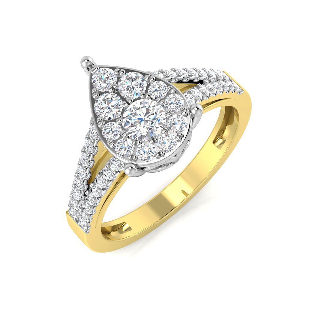 0.61ct Natural Diamond Cluster Ring in 9K Yellow Gold