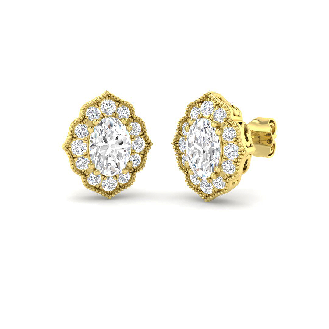 1.99ct Lab-Grown Diamond Vintage Earrings in 9K Yellow Gold
