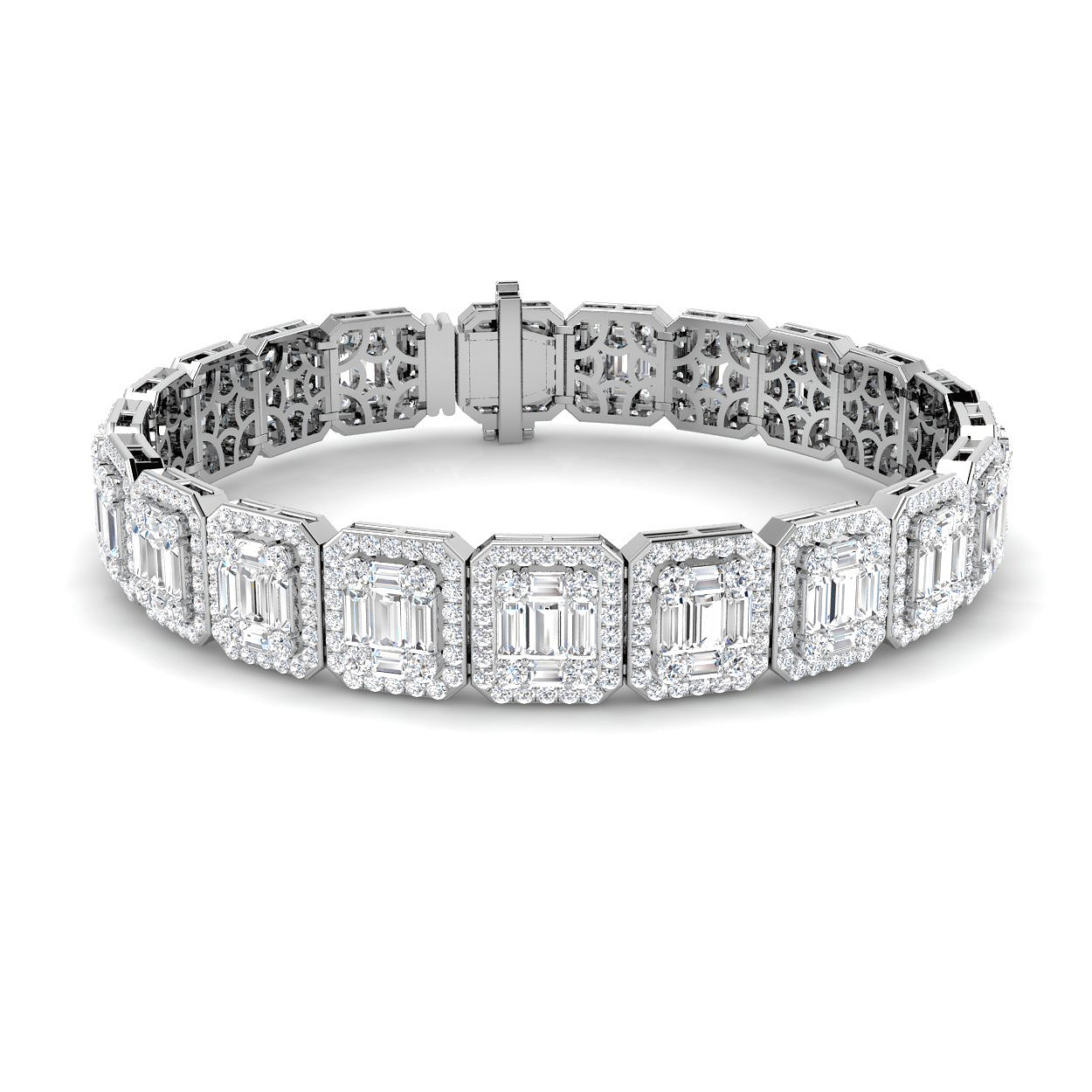 11.31ct Natural Diamond Baguette & Brilliant Bracelet in 18K White Gold